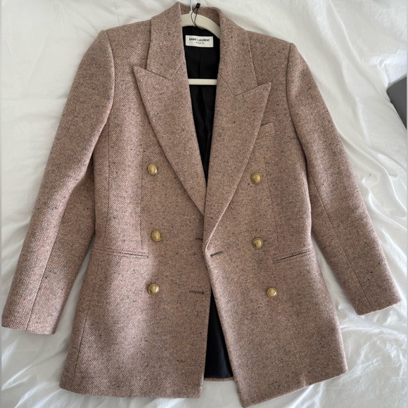 Saint Laurent Pink Tweed Blazer F34 $3500 - Picture 1 of 6